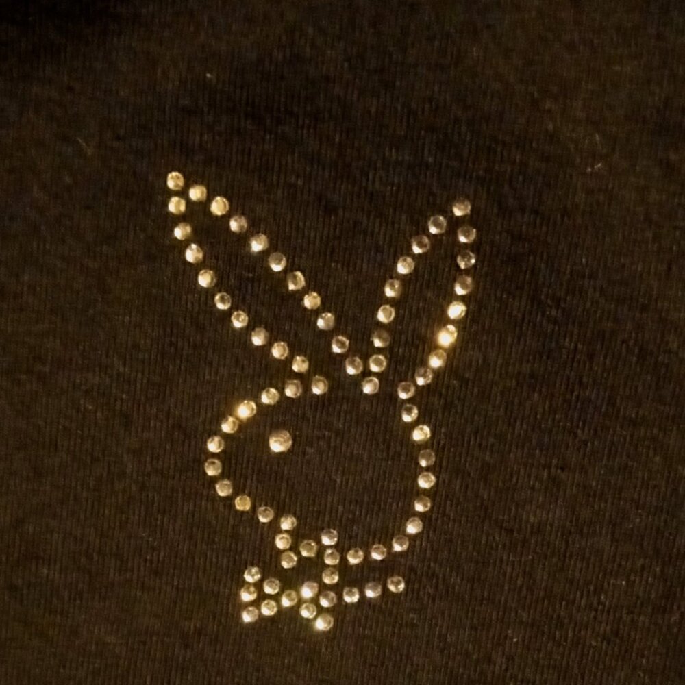 🔥SALE!!! 💋Vintage PLAYBOY Intimates Black CAMI & BOYSHORT w/RHINESTONE 🐇logo - Picture 7 of 10